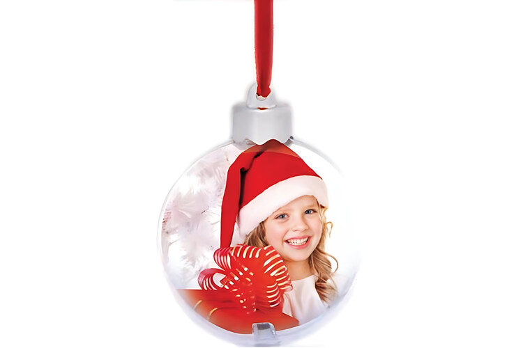 Εκτύπωση φωτογραφίας σε χριστουγεννιάτικη μπάλα διπλής όψης από το Print-Photos-Online.com​