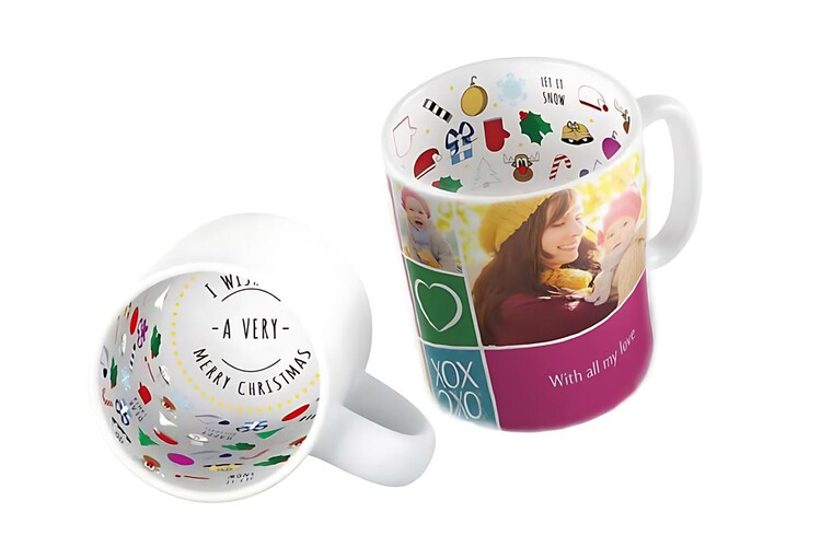 Εκτύπωση φωτογραφίας σε κούπα Merry Christmas από το Print-Photos-Online.com