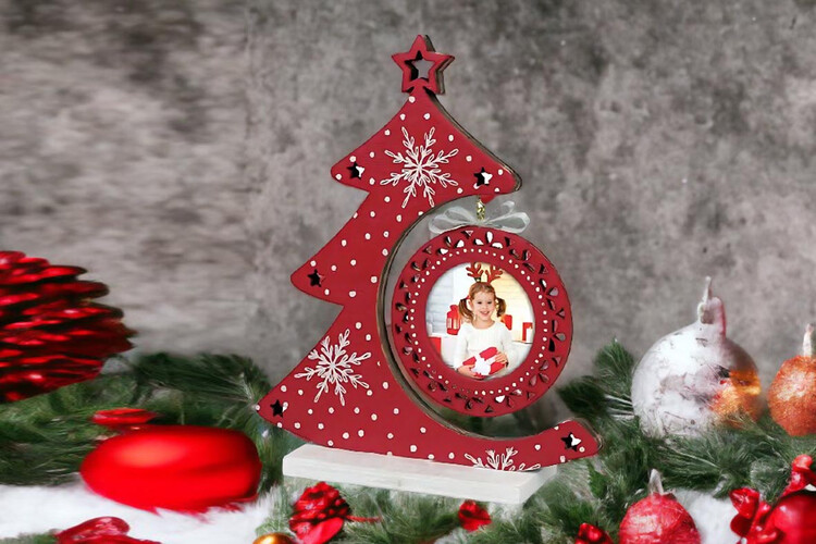 Εκτύπωση φωτογραφίας σε χριστουγεννιάτικο στολίδι από το Print-Photos-Online.com