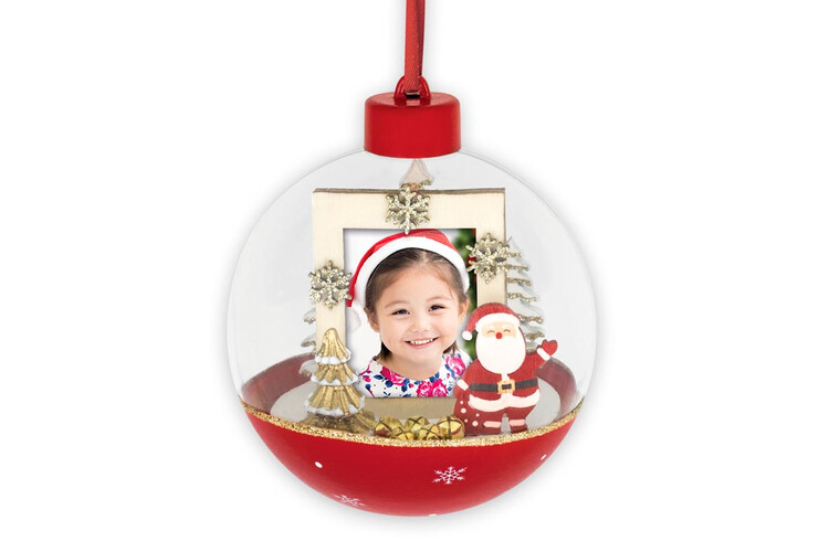 Εκτύπωση φωτογραφίας σε χριστουγεννιάτικο στολίδι από το Print-Photos-Online.com