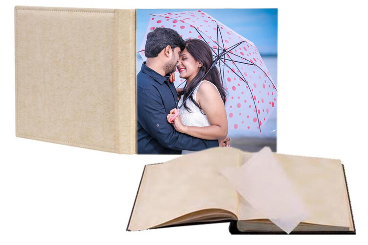 Άλμπουμ φωτογραφιών με ριζόχαρτο, εξώφυλλο φωτογραφία στη μπροστινή όψη & οπισθόφυλλο δερματίνη από το Print-Photos-Online.com