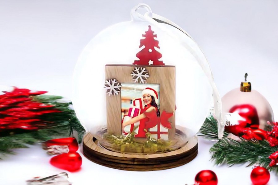 Εκτύπωση φωτογραφίας σε χριστουγεννιάτικο στολίδι από το Print-Photos-Online.com