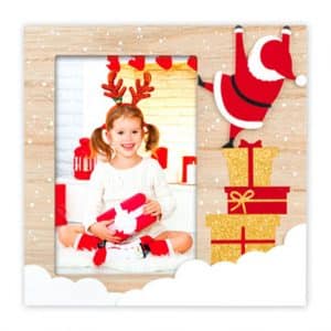 Ξύλινη χριστουγεννιάτικη κορνίζα 10x15cm Claus χρυσή από το Print-Photos-Online.com