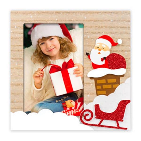 Ξύλινη χριστουγεννιάτικη κορνίζα 10x15cm Claus κόκκινη από το Print-Photos-Online.com