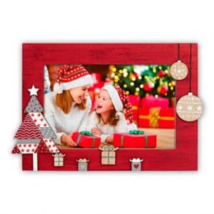Ξύλινη χριστουγεννιάτικη κορνίζα 10x15cm Dharma red από το Print-Photos-Online.com